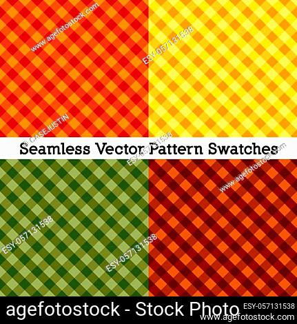 Gingham seamless cross weave, vector file includes four pattern swatches that will seamlessly fill any shape, fall colors for home decorating, napkins