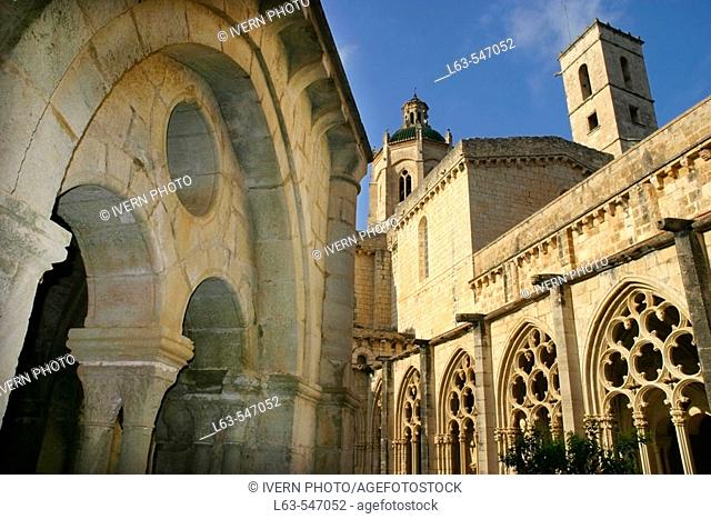 Cloister of Santes Creus Monastery. Cister route (XIII-XIVth century). Alt Camp. Tarragona province. Catalonia. Spain