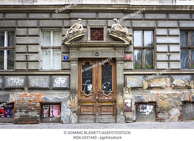 The doorway of an old building in Prague, The Czech Republic