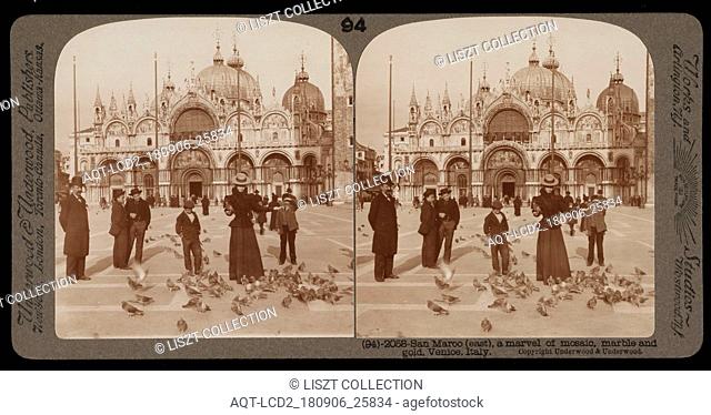 San Marco (east), a marvel of mosaic, marble and gold, Venice, Stereographic views of Italy, Underwood and Underwood, Underwood, Bert, 1862-1943