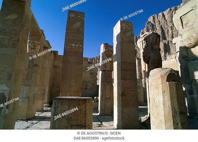 View of the Mortuary Temple of Queen Hatshepsut, the Djeser-Djeseru (Holy of Holies), Deir el-Bahri, Luxor, Thebes (Unesco World Heritage List, 1979), Egypt