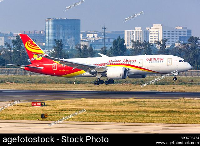 Boeing 787-8 Dreamliner aircraft of Hainan Airlines with registration number B-2739 at Beijing airport, China, Asia