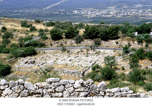 Site of the prehistoric Greek city of Mycenae. Mycenae was the home of Agamemnon and capital of the Achaean Greeks from c1450-c1100 BC