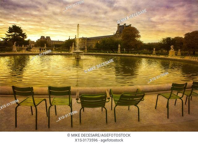 The Tuileries Gardens near the Louvre in Paris, France