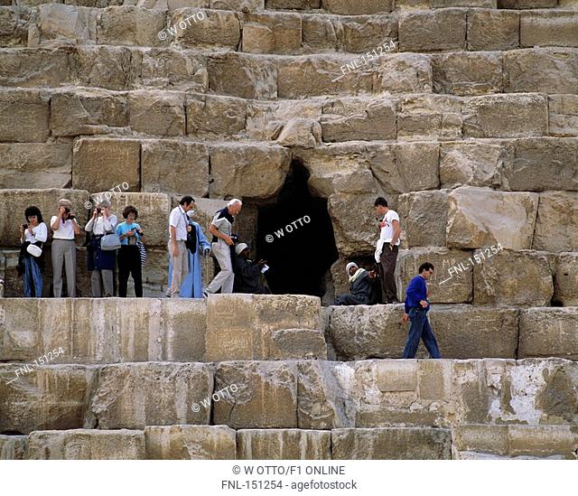 Tourists at Cheops Pyramid, Giseh, Egypt