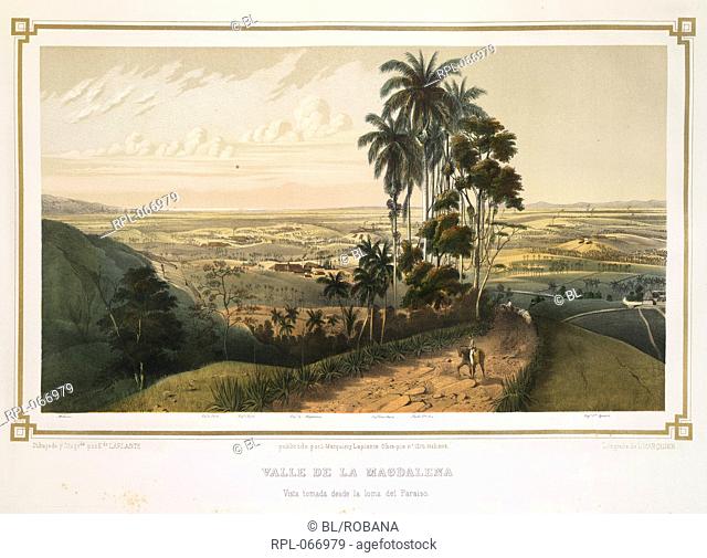 Magdalena Valley view seen from Paradise Hill, showing the town of Matanzas in the background on the left the town of Santa Ana is behind the palms and the...