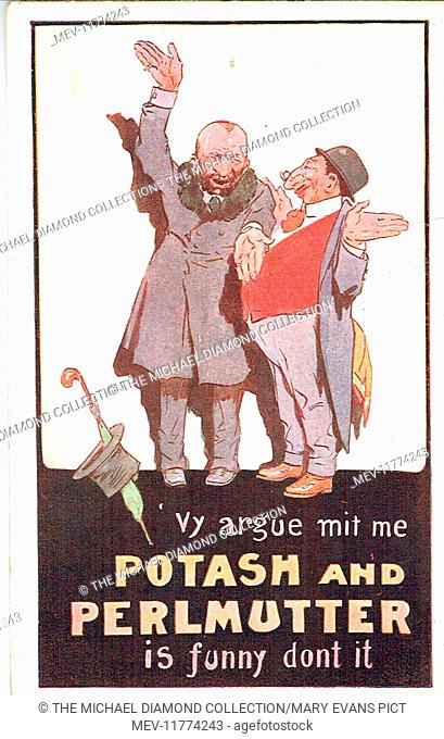 Promotional postcard for Potash and Perlmutter by Montagu Glass and Charles Klein. First produced in England at the Queen’s Theatre, 14th April 1914