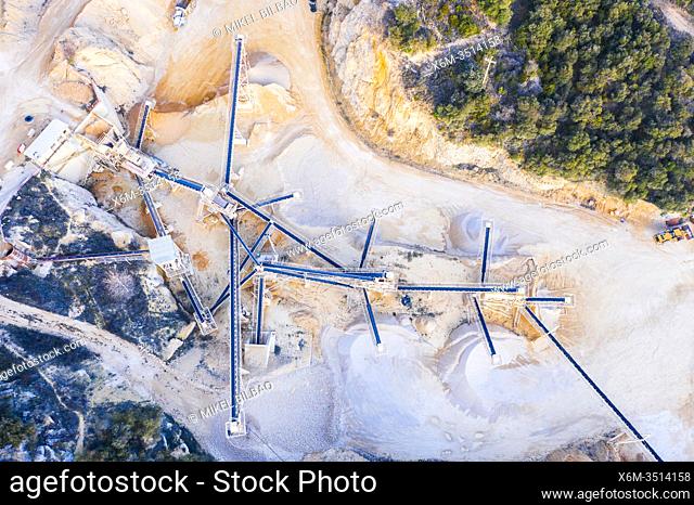 Quarry. Aerial view. Ancin area. Navarre, Spain, Europe