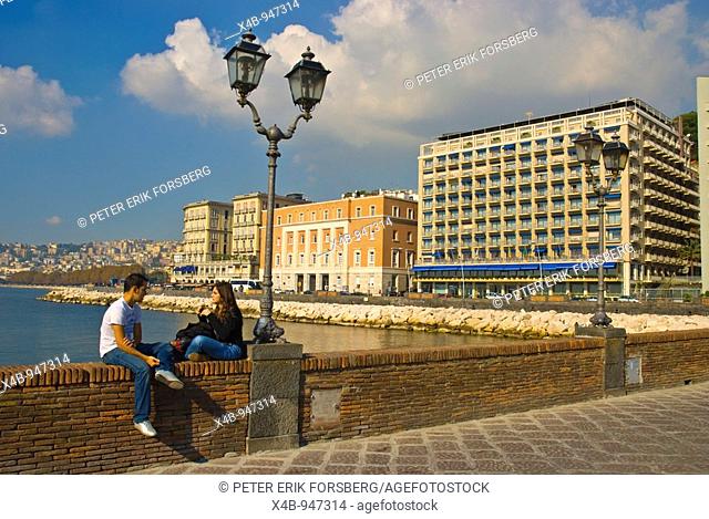 Lungomare the seaside in Naples Italy Europe