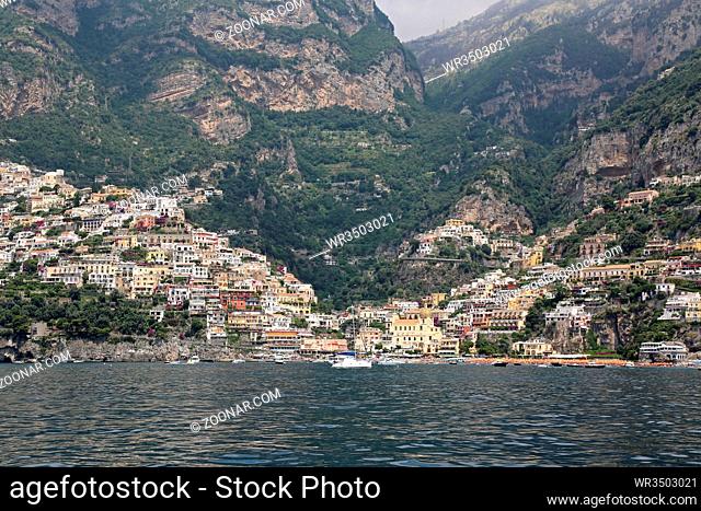 Positano Town View From Tyrrhenian Sea