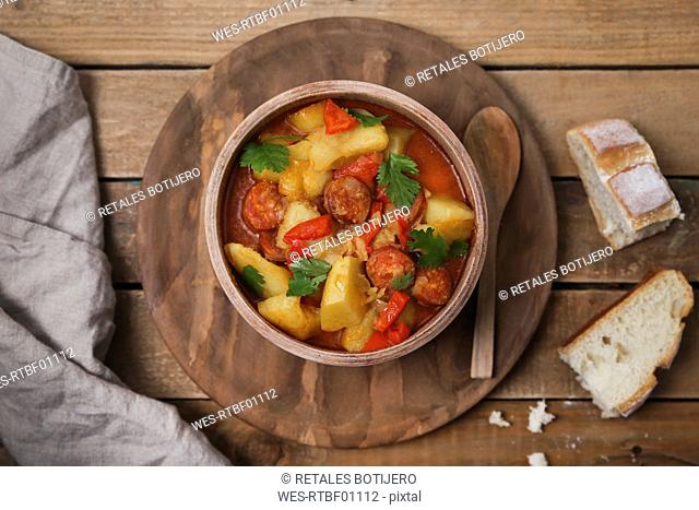 Riojan cuisine, stew with potatoes and chorizo