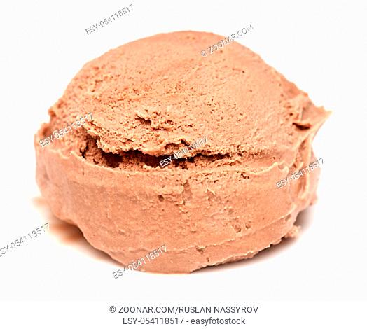 Chocolate ice cream ball isolated on white background