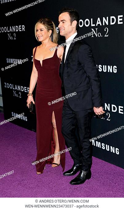 'Zoolander 2' World Premiere at Alice Tully Hall - Arrivals Featuring: Jennifer Aniston, Justin Theroux Where: New York, New York