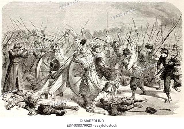Polish January insurrection: battle of Vengrov. Created by Godefroy-Durand, published on L'Illustration, Journal Universel, Paris, 1863