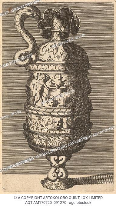 Vase with a Sacrificial Scene, 17th century (late), Engraving, Plate: 7 1/2 x 4 7/16 in. (19 x 11.3 cm), Depiction of a vase or ewer