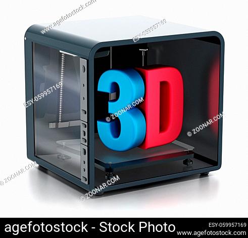 3D printer isolated on white background. 3D illustration