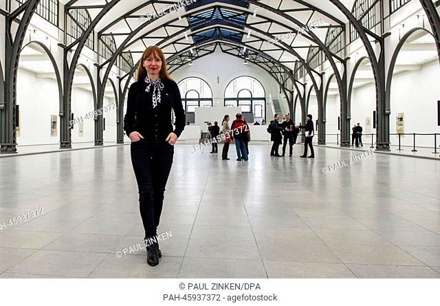 Artist Susan Philipsz stands in Hamburger Bahnhof in Berlin,  Germany, 31 January 2014. The sound installation by artist Philipsz will open on 01 February 2014