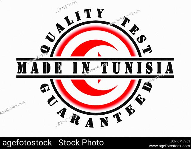 Quality test guaranteed stamp with a national flag inside, Tunisia