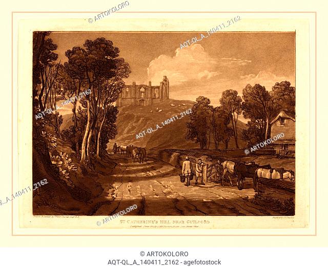 Joseph Mallord William Turner and J.C. Easling, British (active 1812-1833), Saint Catherine's Hill Near Guilford, 1811, etching and mezzotint