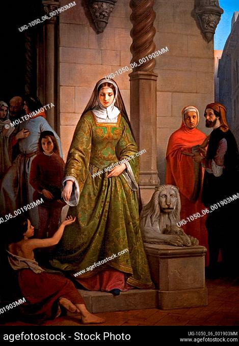 Art, Andrea Appiani, 1754-1817, title of the work, Petrarch induces the painter Simon Memmi to stealthily portray Madonna Laura, 1854