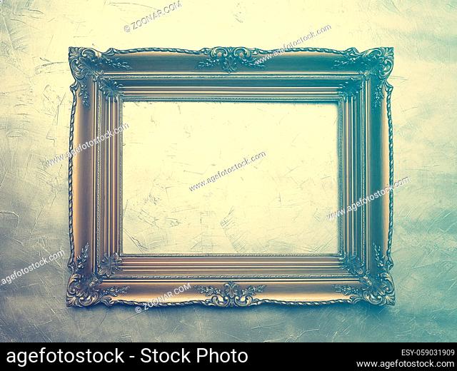 Old Picture Frame On Gold Wall, Design Element