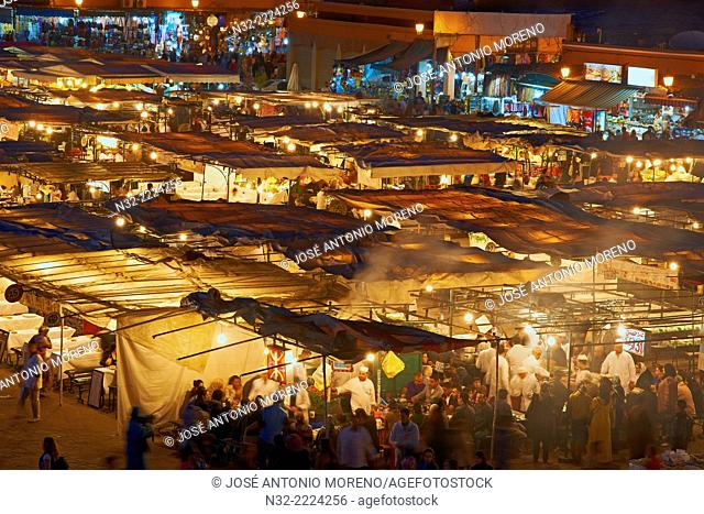 Djemaa El Fna Square, Marrakech, UNESCO Worlrd Heritage Site, Jemaa El-Fna square at Dusk, Morocco, Maghreb, North Africa