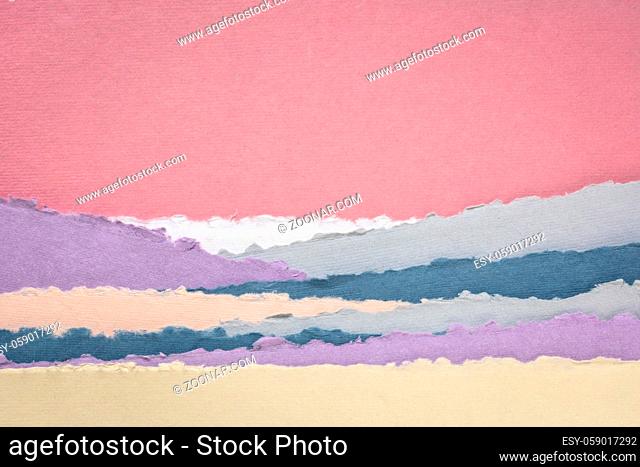 landscape in pink and blue tones - a collection of colorful handmade Indian papers produced from recycled cotton fabric