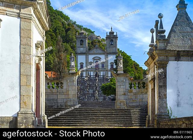 Nossa Senhora da Peneda Sanctuary and Virtue stairway, Peneda Geres National Park, Gaviera, Minho province, Portugal, Europe