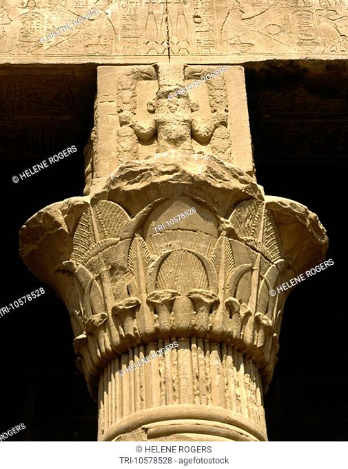 Dandera Egypt Birth House Details Of Column Bes