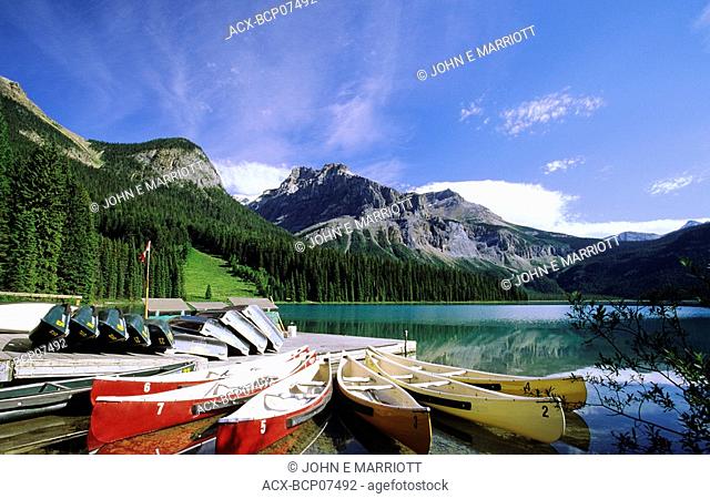 Emerald Lake and canoe docks, Yoho National Park, British Columbia, Canada