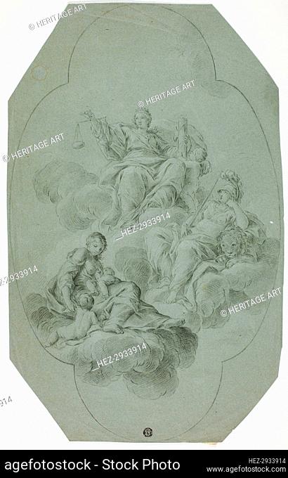 Allegorical Ceiling Decoration with Justice, Charity, and Fortitude, n.d. Creator: Unknown