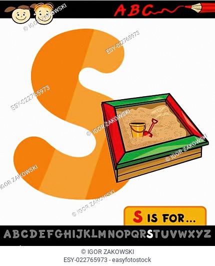 letter s with sandbox cartoon illustration