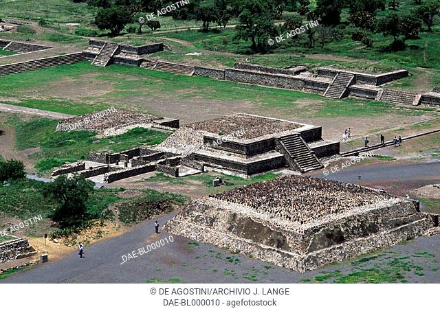 Temples on the Avenue of the Dead, Teotihuacan (Unesco World Heritage List, 1987), Anahuac, Mexico. Teotihuacan civilisation, Miccaotli period, 150-250