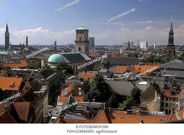 aerial, Copenhagen, Denmark, Sjaelland, Scandinavia, Europe, Aerial view of the city of Copenhagen from the Rundetarn (round tower)