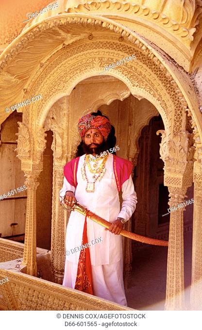 Man with sword. Jaisalmer Desert Festival. Rajasthan. India