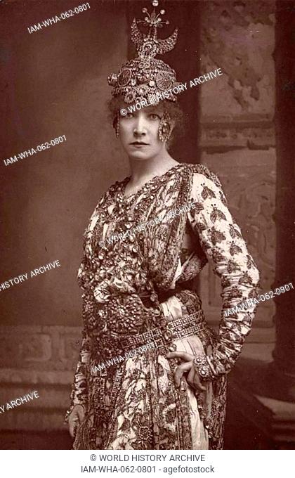 Sarah Bernhardt (1844-1923), actress poses in character as the Empress Theodora in Sardou's Theodora