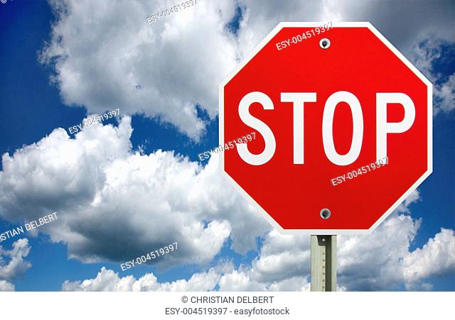 Stop sign on clouds, isolated