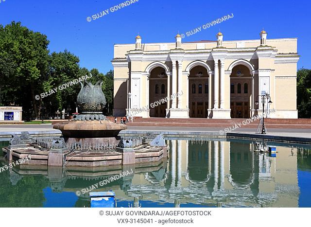 Tashkent, Uzbekistan - May 12, 2017: View of Navoi theatre, one of the famous landmark in the city that attract tourists