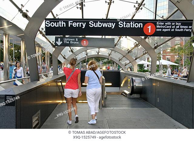 Staten Island Ferry Subway Metro Station, Manhattan, New York City, USA  Note: The Staten Island Ferry is a passenger ferry service operated by the New York...