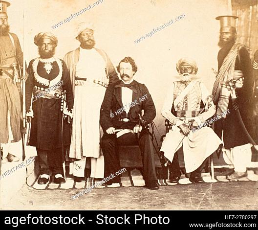 British Gentleman with Group of Eastern Potentates, 1860s. Creator: Unknown