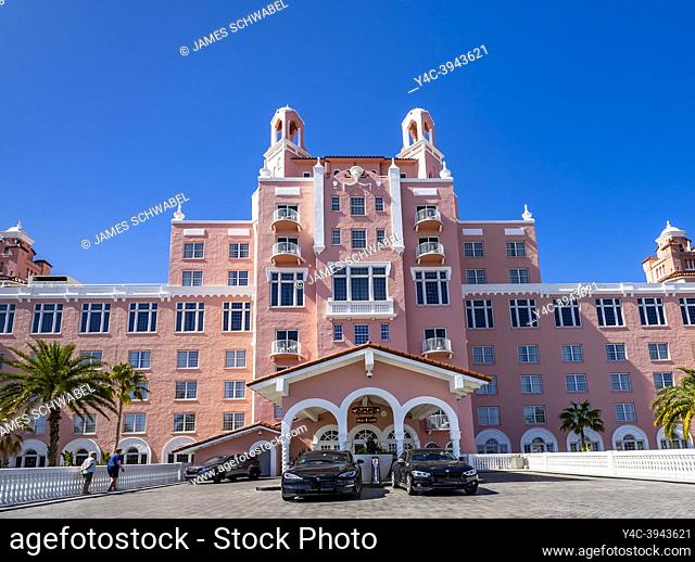The historic Don CeSar Elegant, Luxury Hotel also known as The Pink Palace in St. Pete Beach Florida USa