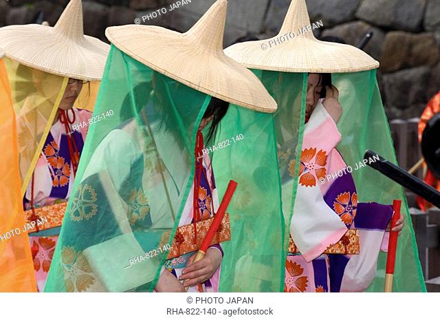 Maidens in the Odawara Hojo Godai Festival held in May at Odawara Castle in Kanagawa, Japan, Asia