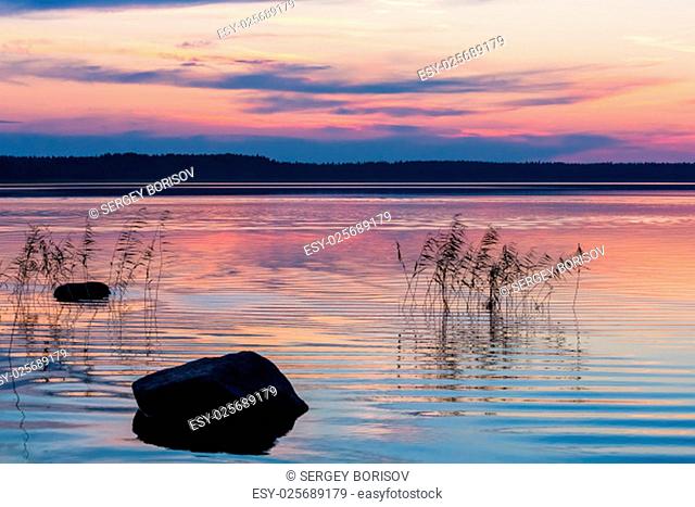 Beautiful tranquil sunset on a lake
