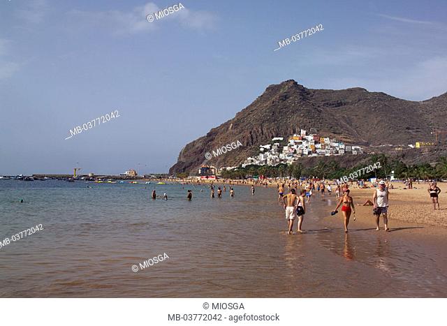 Tenerife, San Andreas, Playa de if Teresitas, beach, read  Canary islands, Canaries, island, coast area, coast, close to Santa Cruz, sandy beach