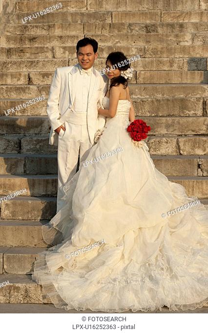 Newlywed couple at the Temple Of Heaven, Beijing, China