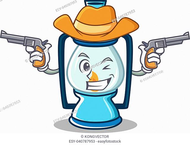 Cowboy lantern character cartoon style vector illustration