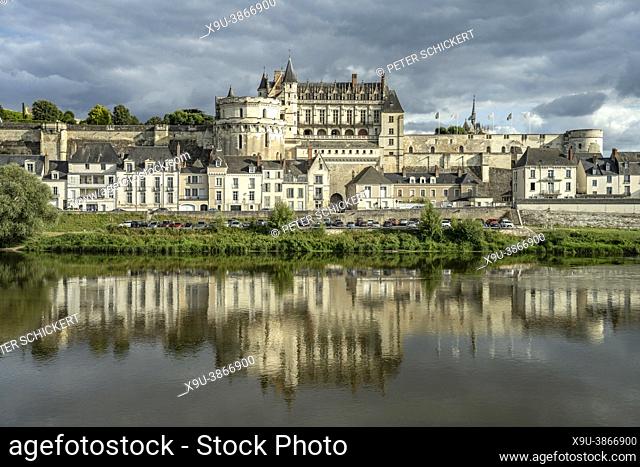 The Château d'Amboise and the river Loire, Amboise, Loire Valley, France