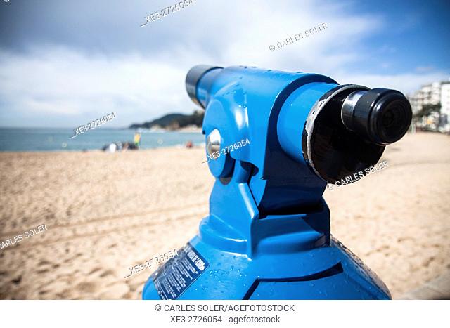 Telescope, beach, LLoret de Mar, Girona Province, Spain