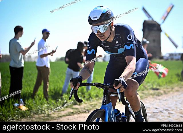 Danish Emma Norsgaard of Movistar Team pictured in action during the second edition of the women elite race of the 'Paris-Roubaix' cycling event, 124