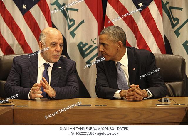 United States President Barack Obama holds a bilateral meeting with Prime Minister Haider al-Abadi of the Republic of Iraq at Un Headquarters in New York